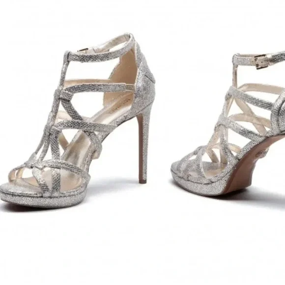 MICHAEL Michael Kors Glitter Champagne Heels Sz 7 - Picture 11 of 16